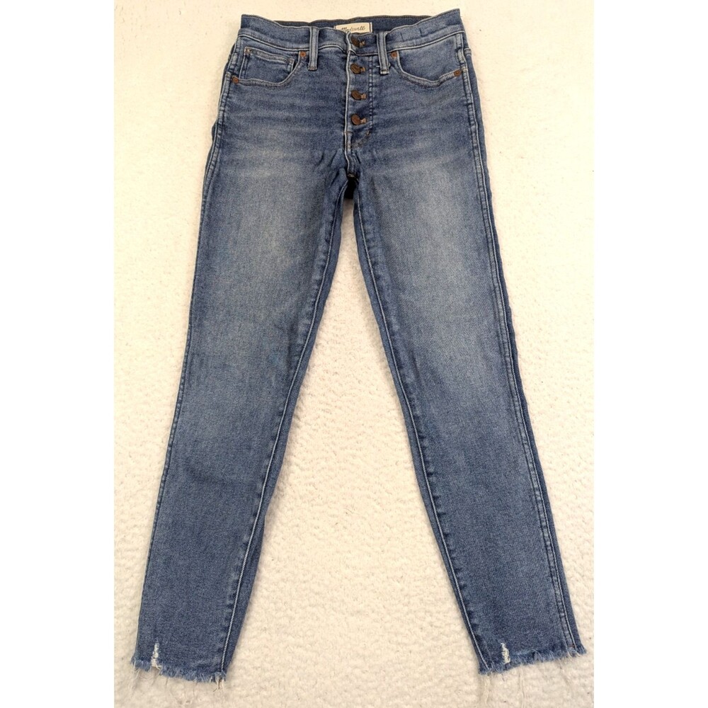 Madewell Women's 10" High-Rise Skinny Jeans 26x26 Blue Light Button Fly Raw Hem